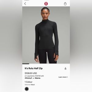 Lululemon Rulu half zip - black (8)